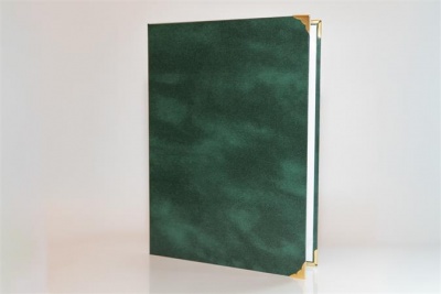 Oklevéltartó, A4, exkluzív, műbőr, 4 fém sarokkal, zöld