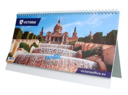 Naptár, asztali, álló, VICTORIA OFFICE "Európa Csodái" (2026 évi)
